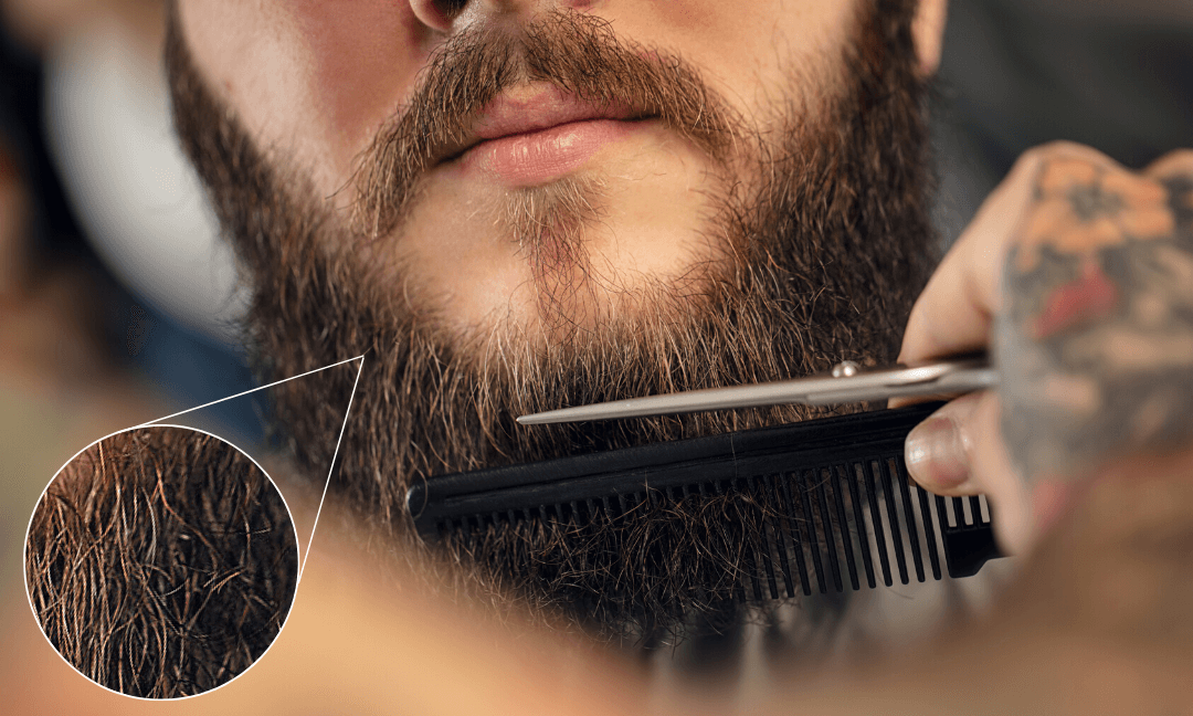 man-looking-at-split-ends-in-his-beard